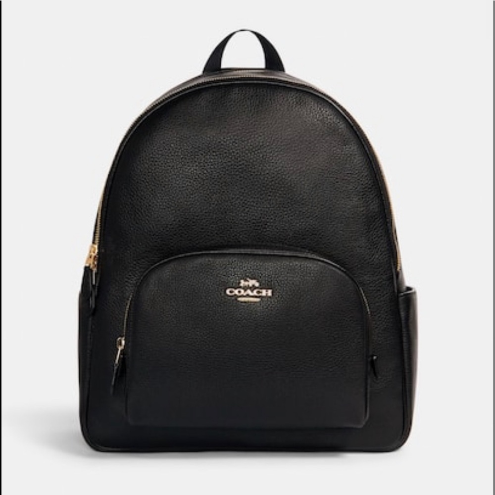 Coach - LARGE SIZE Black and Gold Court Backpack with Three Sections!